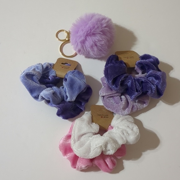 hand made Other - Velvet Scrunchies New Lot 6 scrunchies & Key chain
